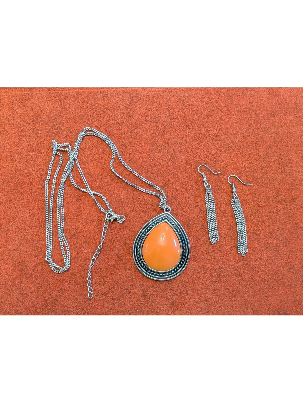 Paparazzi Necklace ~ Chroma Courageous - Orange Necklace & Pierced Earrings